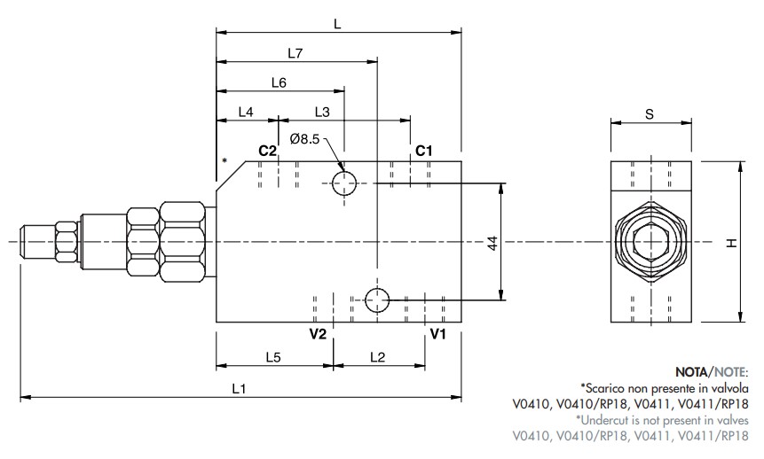 Hydraulic Single Overcentre Valve, VBCD 3/8 SE
